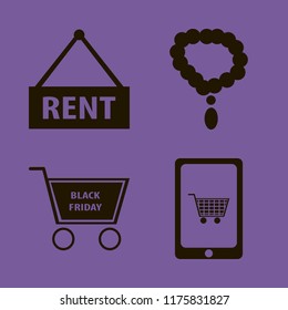 customer vector icons set. with shopping cart, necklace, mobile shopping and house rent in set