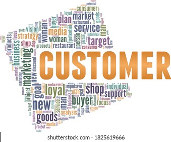 Customer vector illustration word cloud isolated on a white background.	