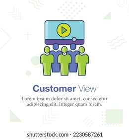 
Vista de clientes, usuario, persona, vídeo, icono de ilustración vectorial
