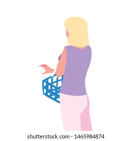 customer woman with basket shop
