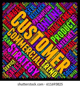 Customer word cloud colorful text square typography