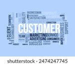 Customer word cloud template. Client business concept vector tagcloud background.