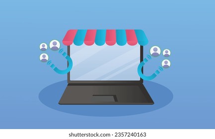 Customers attract strategy ideas. Business strategies to expand customer base.on blue background.Vector Design Illustration.
