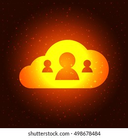 customers connected to cloud service vector illustration