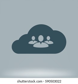 Customers connected to cloud service vector icon