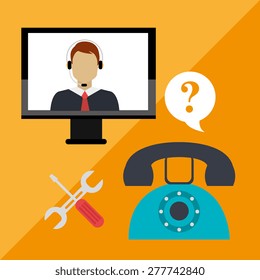 Customers design over orange background, vector illustration.