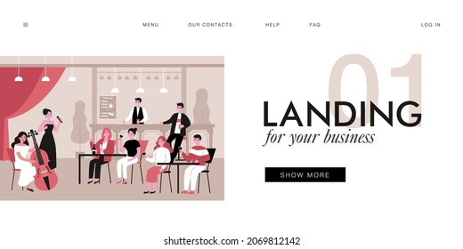 Customers enjoying wine and live music at bar. Female singer performing song, musician playing cello flat vector illustration. Entertainment, music concept for banner, website design or landing page