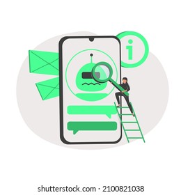 Customers having dialog with chatbot on smartphones. Characters chatting with robot, asking questions and receiving answers. AI assistant support and FAQ concept. Flat cartoon vector illustration. 