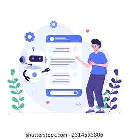 Clientes que tienen diálogo con chatbot en la pantalla del smartphone
