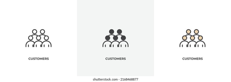 customers icon. Line, solid and filled outline colorful version, outline and filled vector sign. Idea Symbol, logo illustration. Vector graphics
