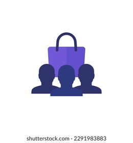 icono de clientes en blanco, vector