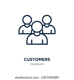customers icon from technology collection. Thin linear customers, service, customer outline icon isolated on white background. Line vector customers sign, symbol for web and mobile