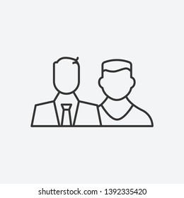 Customers modern simple clear flat outline vector icon, symbol on grey background