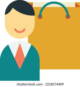 customers and shopping bags illustration in minimal style isolated on background