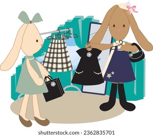 Customers Shopping in Modern Clothing Store, Retail Sales Associate Assists Client. Fashion design flat icons set, custom clothing and accessories, personal stylist metaphors. Vector isolated concept