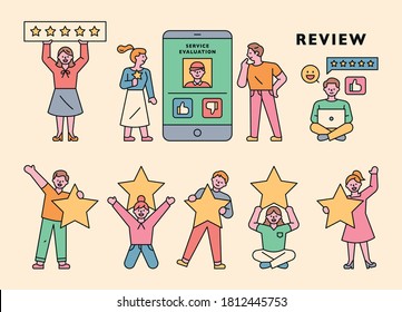 Customers are staring in satisfaction surveys. flat design style minimal vector illustration.
