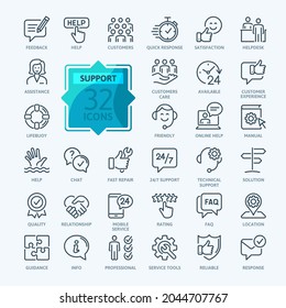 Customers support Outline Icon Collection. Thin Line Set contains such Icons as Vision, Mission, Values, Human Resource, Experience and more. Simple web icons set.