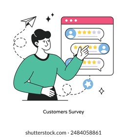 Customers Survey abstract concept vector in a flat style stock illustration