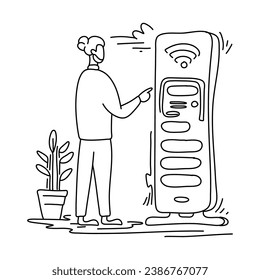 Customers using contactless payments are shown as a flat illustration in this graphic. technique is commonly used in infographics illustrations to make complex data more digestible visually appealing