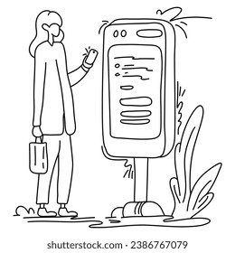 Customers using contactless payments are shown as a flat illustration in this graphic. technique is commonly used in infographics illustrations to make complex data more digestible visually appealing