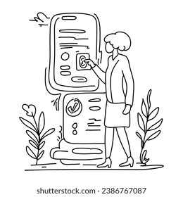 Los clientes que utilizan pagos sin contacto se muestran como una ilustración plana en este gráfico. la técnica se utiliza comúnmente en las ilustraciones infográficas para hacer que los datos complejos sean más digestibles visualmente atractivos