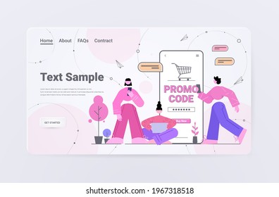 Customers Using Discount Promo Code On Smartphone Screen Online Shopping Concept Horizontal