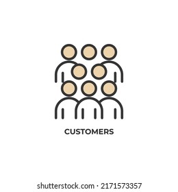 icono vector de clientes. Ilustración vectorial de diseño plano y colorido. Gráficos vectoriales