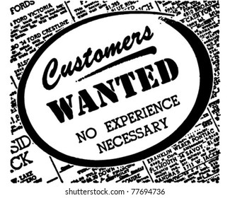 Customers Wanted - Retro Ad Art Banner