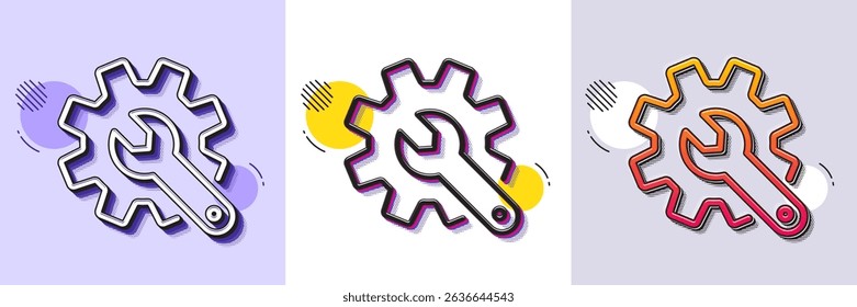 Customisation line icon. Halftone dotted pattern. Gradient icon with grain shadow. Settings or editing sign. Repair symbol. Line customisation icon. Various designs. Vector