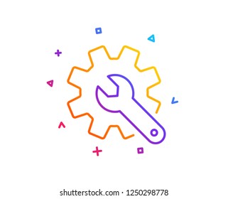 Customisation line icon. Settings or editing sign. Repair symbol. Gradient line button. Customisation icon design. Colorful geometric shapes. Vector