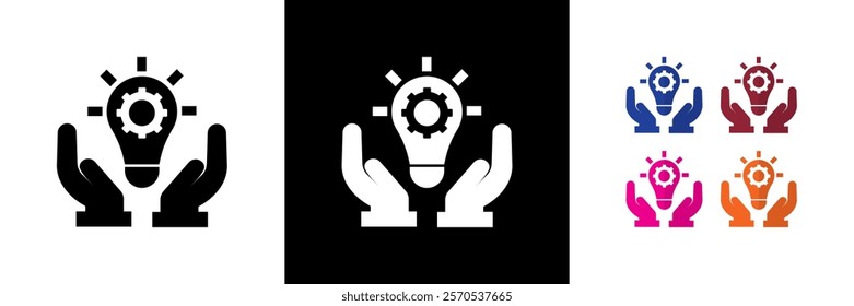 Customised Solutions Icons. Black, White and Colorful