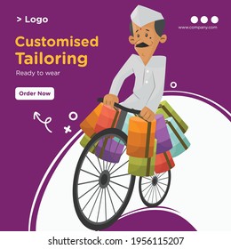 Customised tailoring banner template design. Vector graphic illustration.