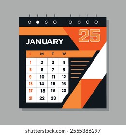 Customizable 2025 Desk Calendar Mockup Fresh New Year Vector Illustration