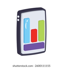 A customizable 3d style icon showing mobile analytics