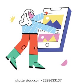 Ilustración abstracta personalizable del desplazamiento móvil 