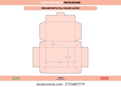 Customizable angled flip top box printable packaging dieline template custom dimensions detailed editable professional carton die line durable sustainable folding pack design