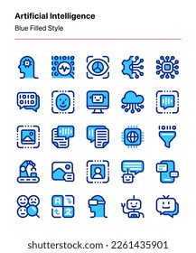 Customizable artificial intelligence icons for apps and websites interfaces, digital products, publications, businesses, presentations, and other projects