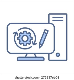 Ilustración vectorial de icono azul de automatización personalizable