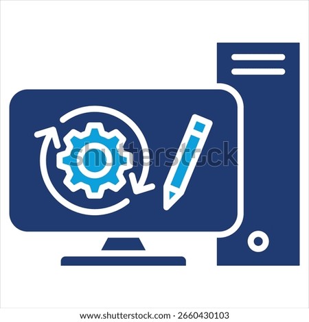 Customizable Automation Flat Blue Icon Vector Illustration