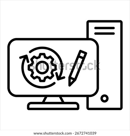Customizable Automation Outline Icon Vector Illustration