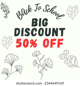 Customizable back to school sale horizontal banner. First day of school, vector illustration.