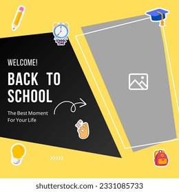 Customizable Back to school vector banner design with colorful funny school stickers, a educational items on background. Vector eps 10 file format illustration. - Powered by Shutterstock - Get 15% off with code: PIKWIZARD15