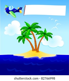 Customizable background with plane and blank banner. vector