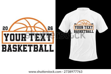 Customizable basketball t-shirt design with orange ball graphic