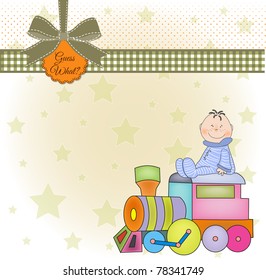 customizable birthday greeting card with train