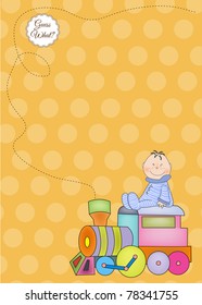 customizable birthday greeting card with train