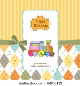 customizable birthday greeting card with train