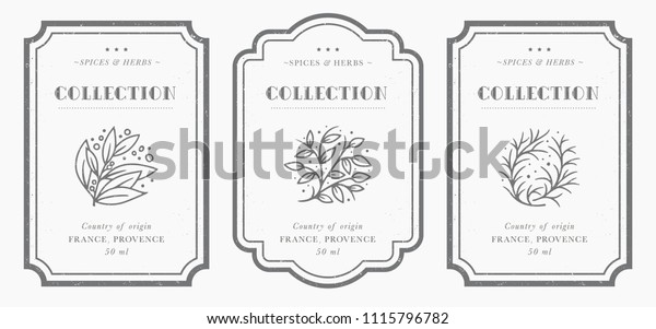 Customizable black and white Pantry label collection.\
Vintage packaging design templates for Herbs and Spices, dried\
fruit, vegetables, nuts\
etc