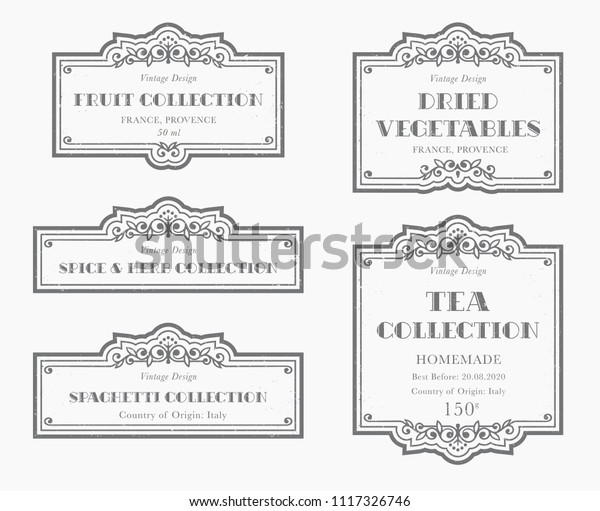 Customizable Black White Pantry Label Collection Stock Vector Royalty Free 1117326746