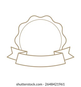 Customizable blank vector award badge with scalloped edges, featuring a ribbon banner, ideal for achievement recognition, quality assurance, or product labeling